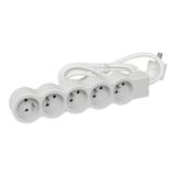 PRZEDŁUŻACZ STANDARD 5X2P+Z, Z PRZEWODEM 3.0 METRA 3X1.5 MM2 - BIAŁY/JASNOSZARY, Legrand