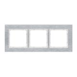 DECO Ramka uniwersalna potrójna - aluminium szczotkowane (ramka: srebrna; spód: biały) srebrny