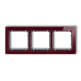DECO Ramka uniwersalna potrójna - efekt szkła (ramka: bordowa; spód: grafitowy)