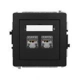 DECO Mechanizm gniazda komputerowego podwójnego 2xRJ45, kat. 6, ekranowany, 8-stykowy czarny mat