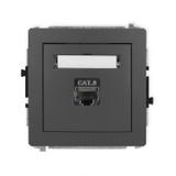 DECO Mechanizm gniazda komputerowego pojedynczego 1xRJ45, kat. 8, ekranowany, 8-stykowy grafitowy ma