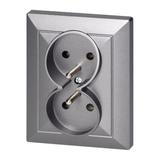 Gniazdo podwójne podtynkowe 2x2P+Z Pearl, 16A, 250V, PT-6 P, antracyt OR-OE-7706/K/A ORNO