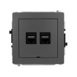 DECO Mechanizm gniazda komputerowego podwójnego 2xRJ45, kat. 6A, 8-stykowy, bez pola opisowego grafi