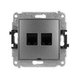 ICON Mechanizm gniazda komputerowego podwójnego 2xRJ45, kat. 6, 8-stykowy, bez pola opisowego grafit