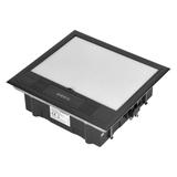 Puszka podłogowa na gniazda modułowe 6 x 45x45mm lub 12 x 22,5x45mm, pokrywa: materiał własny, czarn