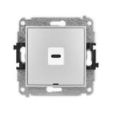 ICON Gniazdo pojedyncze 1xUSB C-C, bez pola opisowego srebrny metalik 7IGUSBBO-7 KARLIK