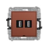 ICON Gniazdo podwójne 2xUSB typ A-A 2.0 terakota 63IGUSBBO-2 KARLIK