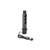 BIURKOWY PRZEDŁUŻACZ WPUSZCZANY 60MM, 3X GNIAZDO Z UZIEMIENIEM, 2XUSB 2,1A 5V (CZARNY)