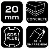 Dłuto SDS Plus płaskie samoostrzące 20x250mm GRAPHITE 57H555 GTX 57-555 GTX Poland