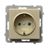 SONATA Gniazdo pojedyncze z uziemieniem schuko z przesłonami torów prądowych - kolor szampański złot