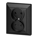 Gniazdo podwójne podtynkowe 2x2P Pearl, 16A, 250V, PT-5 P, czarny