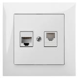 GPT SENTIA RJ45+RJ11 komputerowe+telefoniczne   białe  IP 20 biała