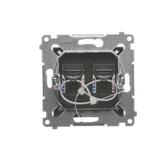 Simon 54 Gniazdo komputerowe podwójne RJ45 kategoria 6 z przesłoną przeciwkurzową brąz mat