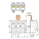 złączka zasilająca 3-biegunowa ze stopkami ze styk. PE