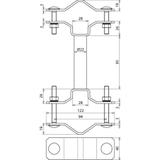 Element mocujący dystansujący do rur D 40 mm / D 45-65 mm o dł. 95 mm, stal nierdzewna NIRO