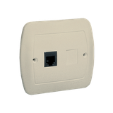Simon Akord Gniazdo telefoniczne RJ12 pojedyncze z zaślepką. Montaż do puszki na wkręty beż