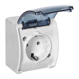 Gniazdo pojedyncze Schuko AQUATIC IP44 biały dymiony OR-OE-7105(GS)/WT ORNO