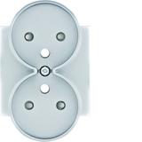 lumina Płytka czołowa do gniazda z uziem podwójnego z przysłonami styków srebrny