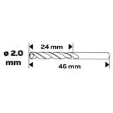 Wiertło do metalu HSS-CNC, 124°, "Pro-Tec", 2.0 mm