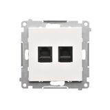 Simon 55 Gniazdo telefoniczne podwójne RJ12 Biały mat