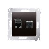 Simon 54 Gniazdo komputerowe podwójne RJ45 kategoria 6 ekranowane z przesłoną przeciwkurzową antracy