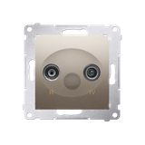 Simon 54 Gniazdo antenowe R-TV przelotowe tłumienie TV i R 10 dB złoty mat