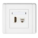 FLEXI Gniazdo pojedyncze HDMI 2.0 + gniazdo komp. poj. 1xRJ45, kat. 5e, 8-stykowe biały
