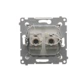 Simon 54 Gniazdo komputerowe podwójne RJ45 kategoria 6 ekranowane z przesłoną przeciwkurzową srebrny