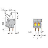 listwa zaciskowa do pł. drukowanych 2-bieg. szara raster 5/5,08 mm