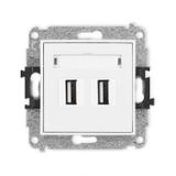 MINI Gniazdo podwójne 2xUSB A-A 2.0 biały MGUSB-2 KARLIK