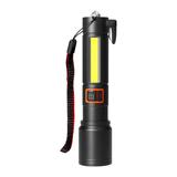 Latarka LED, 270/105lm, 1200mAh, przecinak do pasów, młotek bezpieczeństwa