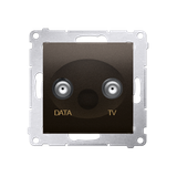 Simon 54 Gniazdo TV-DATA. Dwa porty wyjściowe typu ''F'' . Częstotliwość dla wejścia 5-1000 MHz brąz mat DAD1.01/46 KONTAKT