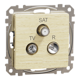 Sedna Design & Elements Gniazdo antenowe R-TV-SAT końcowe 4dB brzoza efekt drewna SDD180481 Schneider