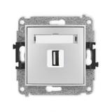ICON Gniazdo pojedyncze USB A-A 2.0 srebrny metalik 7IGUSB-1 KARLIK