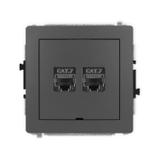 DECO Mechanizm gniazda komputerowego podwójnego 2xRJ45, kat. 7, ekranowany, 8-stykowy, bez pola opis