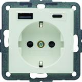 B.x Gniazdo SCHUKO z ładowarką USB A+C 20W PD, biały mat 48141909 HAGER