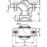 Wspornik do H VI/CUI, o fi 20-23 mm z podstawką z tworzywa, stal nierdzewna NIRO