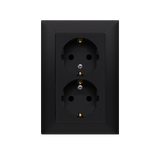 Simon 10 Gniazdo Schuko podwójne 16A z. śrub. czarny