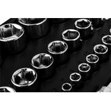 Klucze nasadowe 1/4", 1/2", zestaw 110 szt., CrV