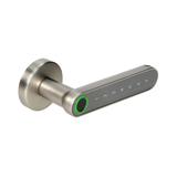 Klamka szyfrowa z klawiaturą dotykową. Otwierana na PIN z czytnikiem linii papilarnych oraz telefon