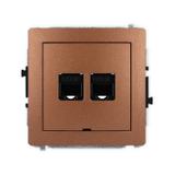DECO Mechanizm gniazda komputerowego podwójnego 2xRJ45, kat. 5e, 8-stykowy, bez pola opisowego brązo