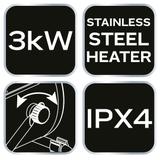 Nagrzewnica elektryczna 3kW przemysł, regulacja ustawienia, IPX4