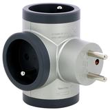 Rozgałęźnik 3-Gniazdowy Z/U Aluminium/Grafitowy Helmo 049438 LEGRAND