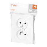 Gniazdo podwójne podtynkowe 2x2P+Z Malta, 16A, 250V, PT-6M, biały FMS-106/W ORNO