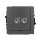 DECO Mechanizm gniazda komputerowego podwójnego 2xRJ45, kat. 6, ekranowany, 8-stykowy, bez pola opis