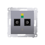 Simon 54 Gniazdo ekwipotencjalne podwójne srebrny mat