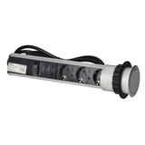 Gniazdo meblowe O6cm wysuwane z blatu z ładowarką USB blokadą i przewodem 1,8m 3x2P+Z (Schuko) 2x OR