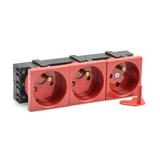 Gniazdo elektryczne z blokadą 3x230V, czerwone, z kluczami