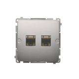 Simon Basic Gniazdo komputerowe RJ45 kategoria 6 podwójne ekranowane z przesłoną przeciwkurzową Mont