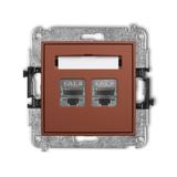 ICON Mechanizm gniazda komputerowego podwójnego 2xRJ45, kat. 8, ekranowany, 8-stykowy terakota